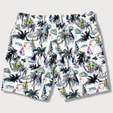 Ensemble — chemise en lin et viscose & short de bain à imprimé palmiers et voiliers