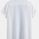 Ensemble — chemise cubaine texturée contrastante & pantalon à jambe droite