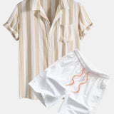 Ensemble Capucine — chemise rayée à col cubain & short de bain