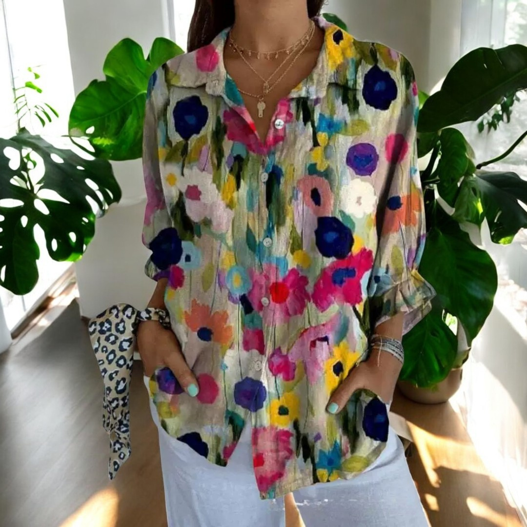 Irène | Blouse imprimée tendance Toile, photo studio