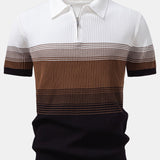 Ensemble — polo en maille rayée dégradée & pantalon fuselé coupe slim