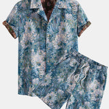 Ensemble — chemise cubaine jacquard à fleurs peintes & short