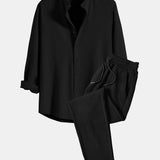 Ensemble Améline — chemise côtelée à col officier et manches longues coupe ajustée & pantalon côtelé