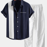 Ensemble — chemise en lin contrastant & pantalon en lin à jambe droite