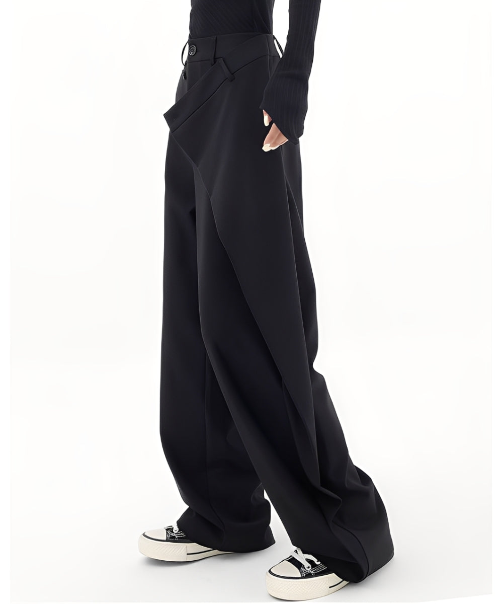 Arlyn | Pantalon streetwear classique à jambe large Noir, photo studio