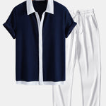 Ensemble Capucine — chemise côtelée contrastante & pantalon côtelé à jambe droite