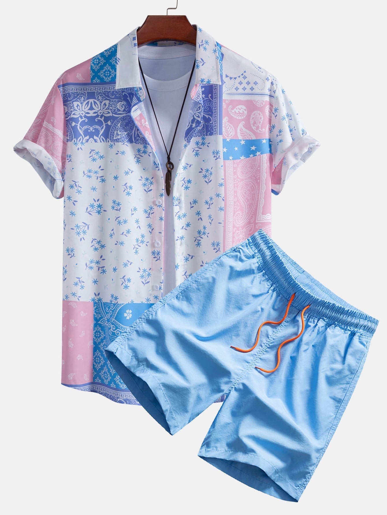 Ensemble — chemise à imprimé floral paisley & short de bain