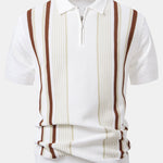 Ensemble Améline — polo zippé en maille rayée & short chino en coton