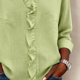 Huguette | Blouse raffinée à col V volanté