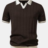 Ensemble — polo côtelé en maille à col Johnny et bordure contrastante & pantalon