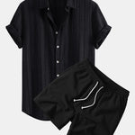 Ensemble — chemise texturée rayée & short texturé froissé à cordon