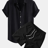 Ensemble — chemise texturée rayée & short texturé froissé à cordon