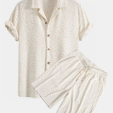 Ensemble — chemise cubaine en éponge à texture animale & short