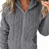Marie | Sweat zippé à capuche en maille torsadée