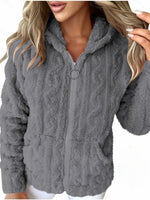 Marie | Sweat zippé à capuche en maille torsadée