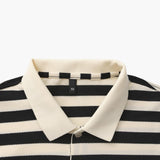 Horizontal Stripe Polo with Contrast Collar