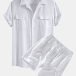 Ensemble — chemise cubaine en lin à poches & short en lin à cordon