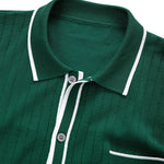 Ensemble — chemise côtelée en maille à bordure contrastante & pantalon fuselé coupe slim