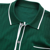 Ensemble — chemise côtelée en maille à bordure contrastante & pantalon fuselé coupe slim