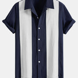 Chemise bowling patchwork en lin