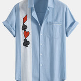 Chemise boutonnée en lin contrastant à imprimé poker