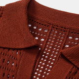 Ensemble — polo crocheté à col V & short texturé froissé à cordon