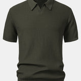 Ensemble — polo en maille jacquard à vagues et col V & short chino en coton