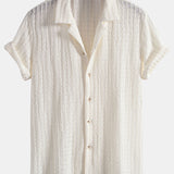 Ensemble — chemise cubaine texturée jacquard & pantalon texturé froissé à jambe droite