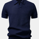 Ensemble — polo en maille crochetée texturée à col Johnny & pantalon texturé froissé