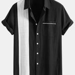 Chemise boutonnée en lin contrastant