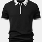 Ensemble Améline — polo zippé en maille à bordure contrastante & pantalon fuselé coupe slim