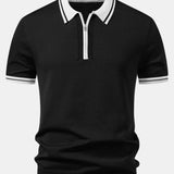 Ensemble Améline — polo zippé en maille à bordure contrastante & pantalon fuselé coupe slim