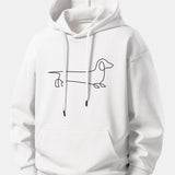 Ensemble — sweat à capuche coupe décontractée à imprimé teckel & pantalon de jogging à plis