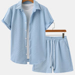 Ensemble — chemise jacquard à losanges géométriques & short à cordon