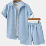 Ensemble — chemise jacquard à losanges géométriques & short à cordon