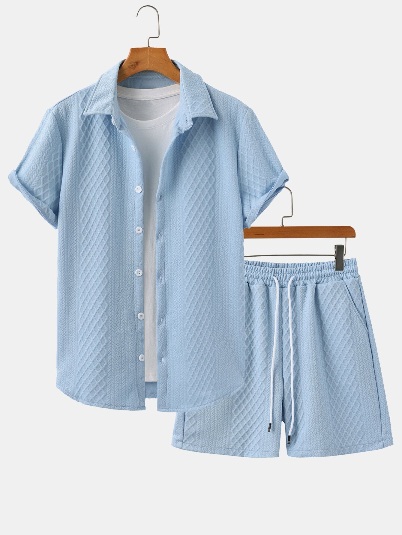 Ensemble — chemise jacquard à losanges géométriques & short à cordon
