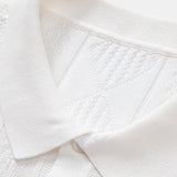 Ensemble — polo en maille jacquard géométrique & pantalon fuselé coupe slim