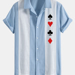 Chemise bowling patchwork en lin à imprimé poker