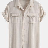 Chemise cubaine en lin à poches