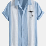 Chemise bowling patchwork en lin à imprimé étoiles mid-century