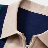Ensemble — polo en maille texturée color block & pantalon fuselé coupe slim