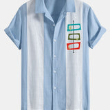 Chemise bowling patchwork en lin à imprimé atomique