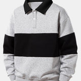 Ensemble — sweat à col polo color block & pantalon de jogging à plis