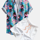 Ensemble — chemise à imprimé plantes tropicales et orang-outan & short de bain