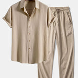 Ensemble — chemise texturée froissée & pantalon à jambe droite