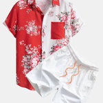 Ensemble — chemise à imprimé roses bicolore & short de bain