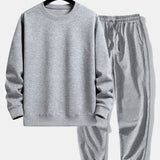 Ensemble — sweat basique à col rond coupe décontractée & pantalon de jogging
