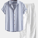 Ensemble Sidonie — chemise en lin rayé & pantalon en lin à jambe droite