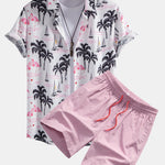 Ensemble — chemise à imprimé palmiers et flamants roses & short de bain