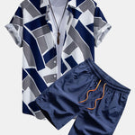 Ensemble Apolline — chemise à imprimé géométrique color block & short de bain